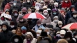 BELARUS -- Belarusian pensioners parade through the streets during a rally to protest against police violence in Minsk, November 30, 2020