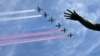 Russia -- SU-25 military jets fly in formation during the Victory Day parade above Red Square in Moscow, Russia, May 9, 2015. 